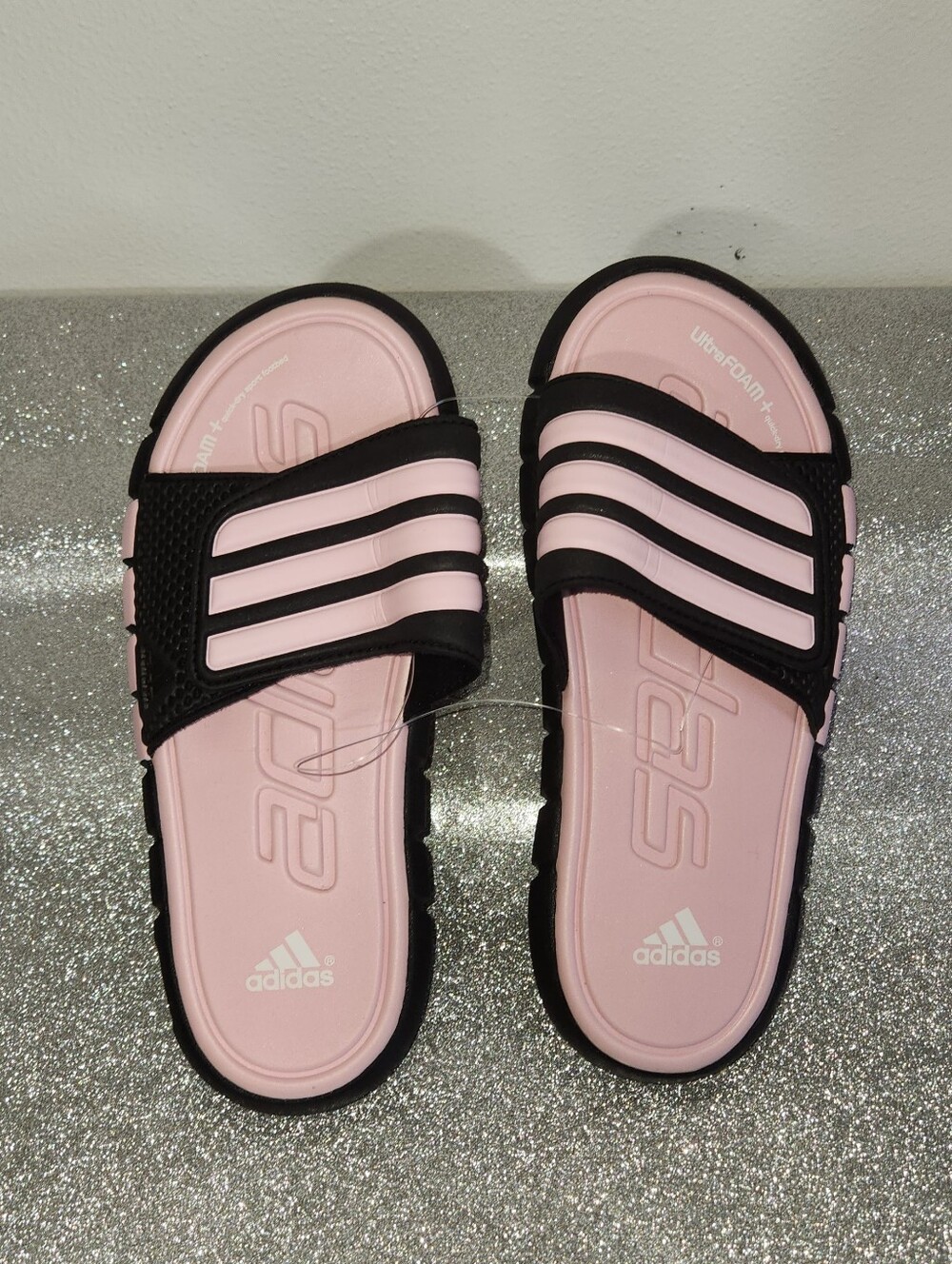 adidas Women’s Pink & Black Adissage Slide Sandals